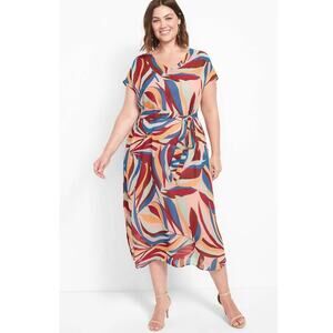 Lane Bryant Cap-Sleeve Chiffon Midi Dress V-Neck NWT